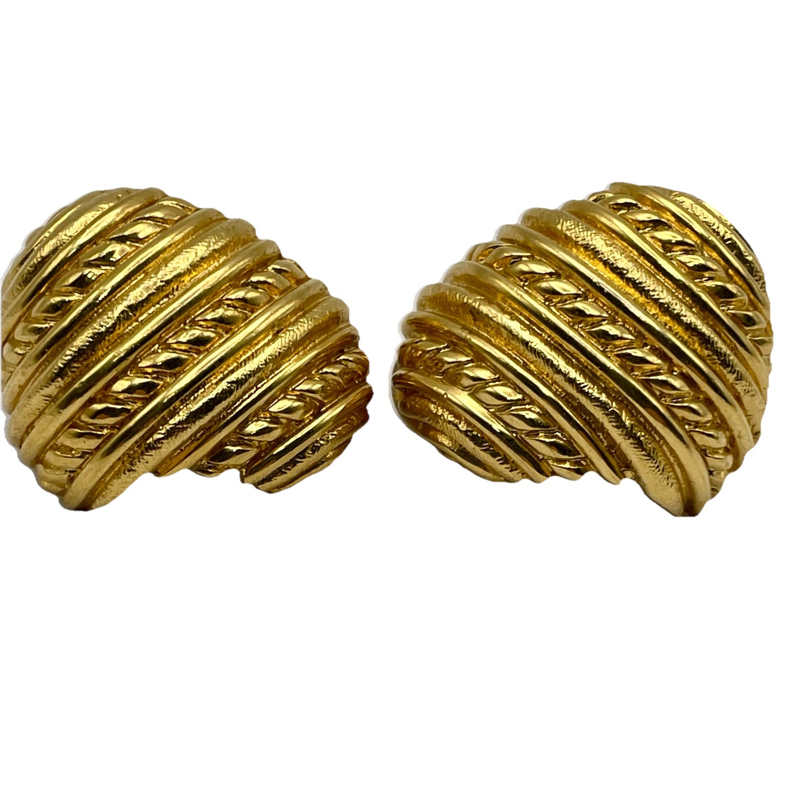 St. John Gold Tone Clip Earrings Textured Rounded Triangle 26mm x 29mm x 18mm