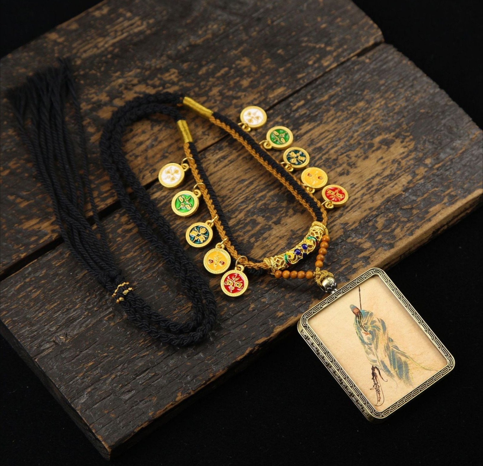 oriental art Guan PR Master Thangka portrait retro necklace pendant Vintage new