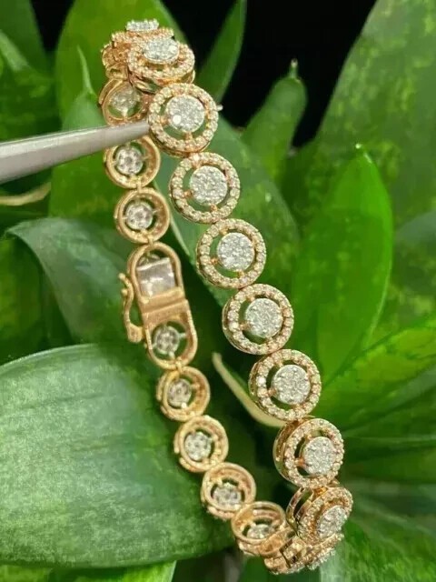 12 Ctw Round Cut Created Diamond Women’s Tennis Bracelet 14K Yellow Gold Plated