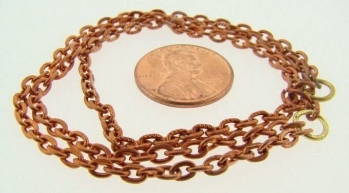 12 VINTAGE AGED COPPER COATED STEEL 3 CHAIN 6″ JUMP RING SECTIONS N65