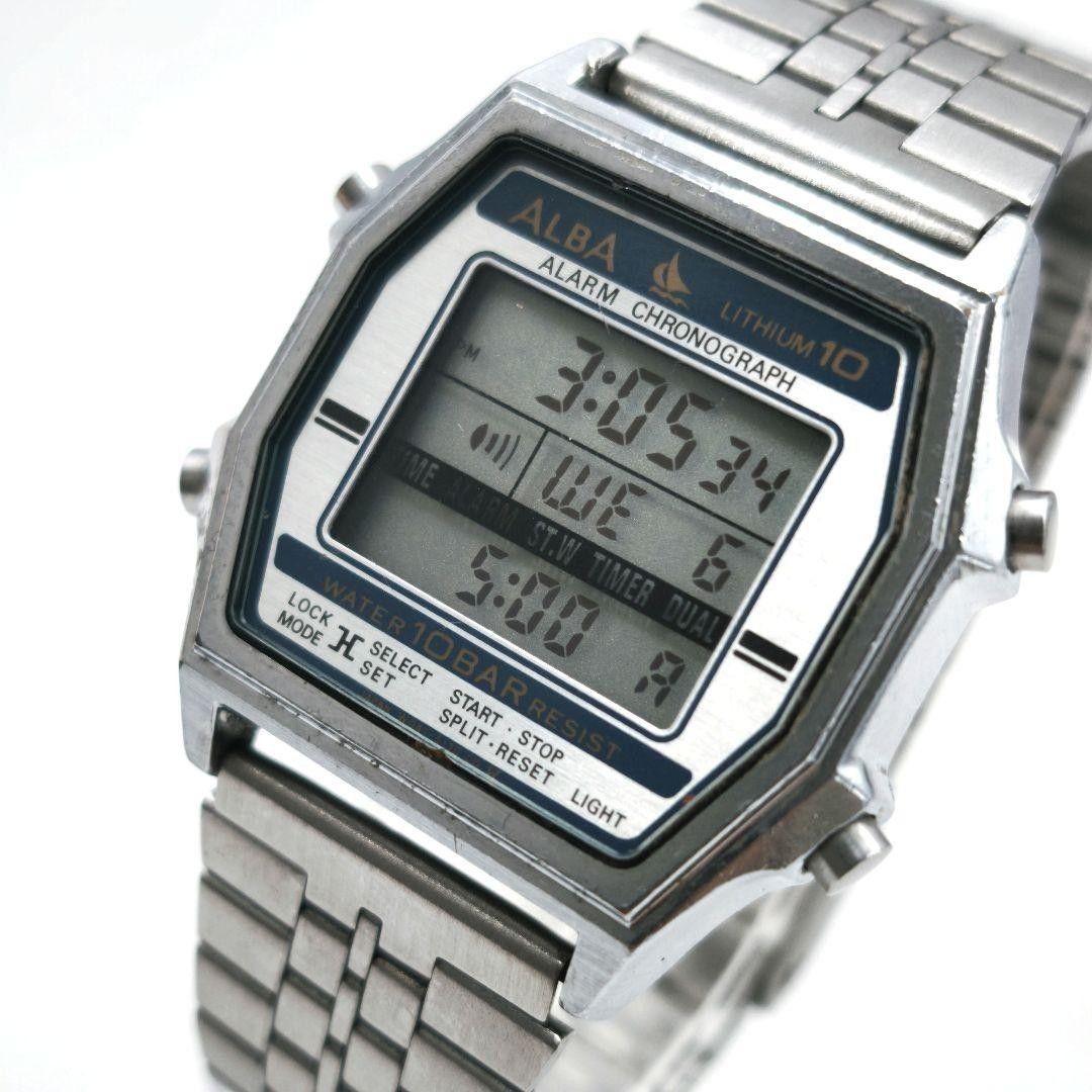 SEIKO ALBA W041-5030 Alarm Chronograph Digital Vintage Men’s Quartz From Japan