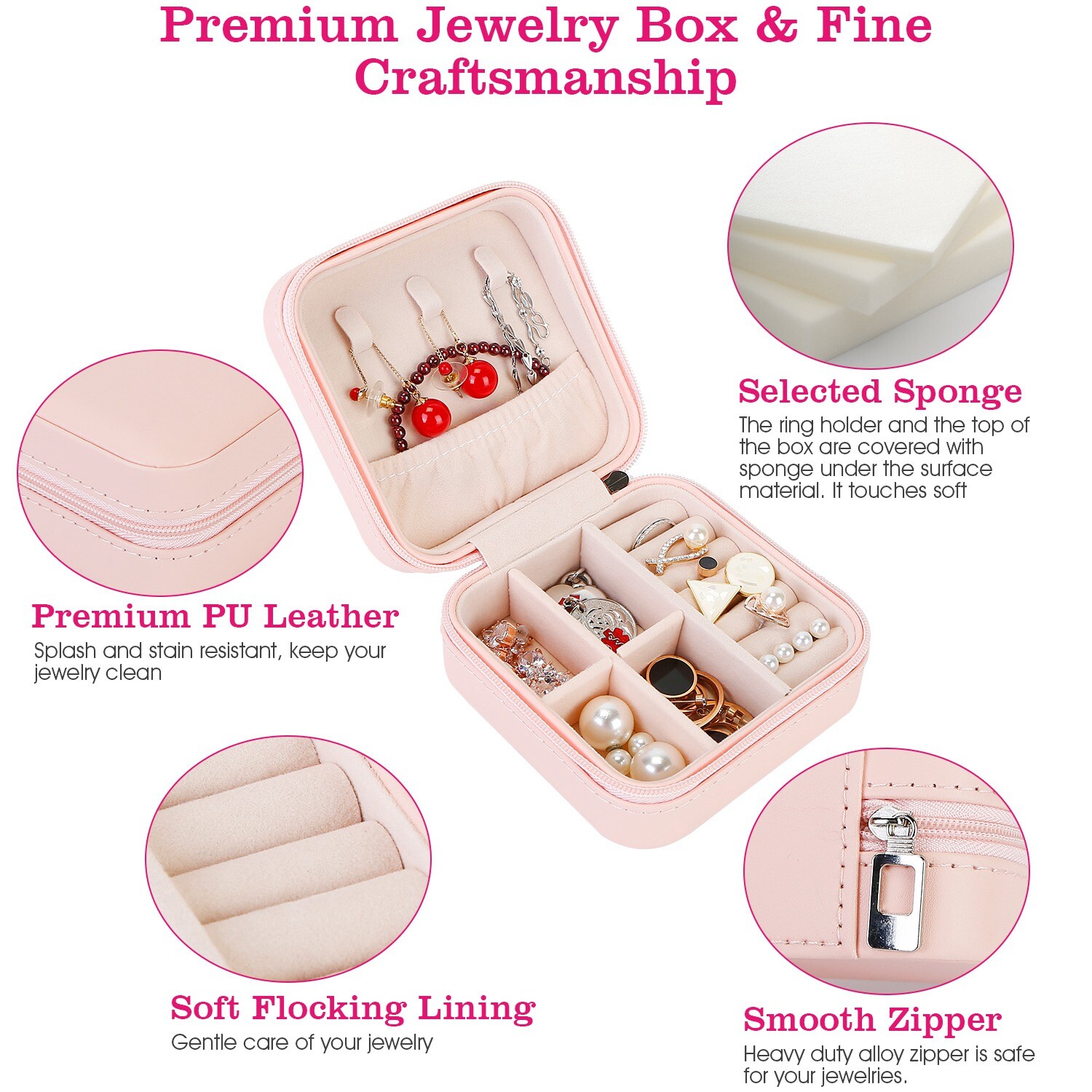 5 Slot PU Leather Jewelry Storage Box Ring Earring Necklace Organizer Case Gift