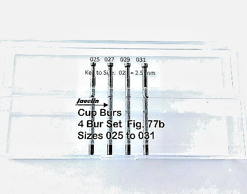 JEWELRY CUP BUR SET FIG77b MEDIUM SIZE 4 PCS 025-031 QUALITY BURS FOR JEWELERS