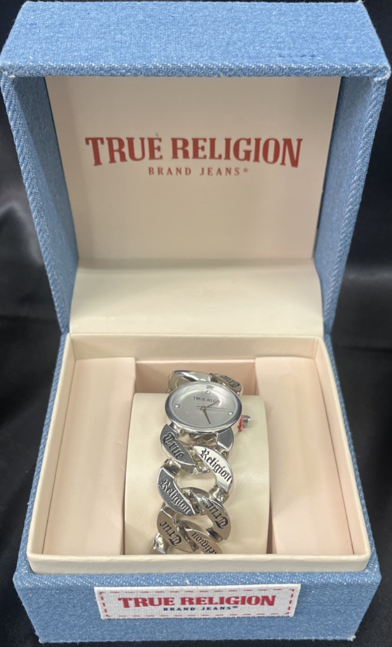 True Religion Women’s Silver Chain Wrist Watch With Gift Box