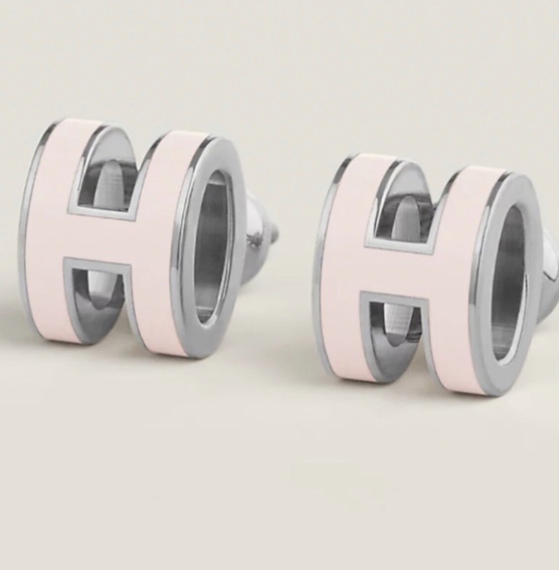 Hermes Mini Pop H Earrings Pink Gold Plated Authentic Sold Out!