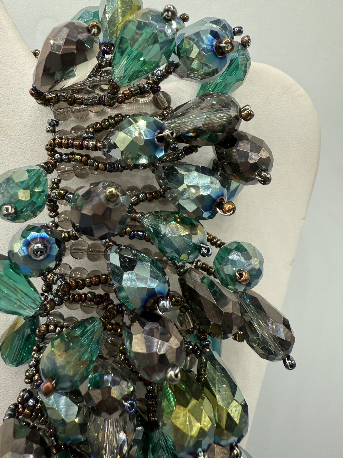 Rara Avis by Iris Apfel Beaded WATERFALL Necklace – GREEN $299 RARE NWTS