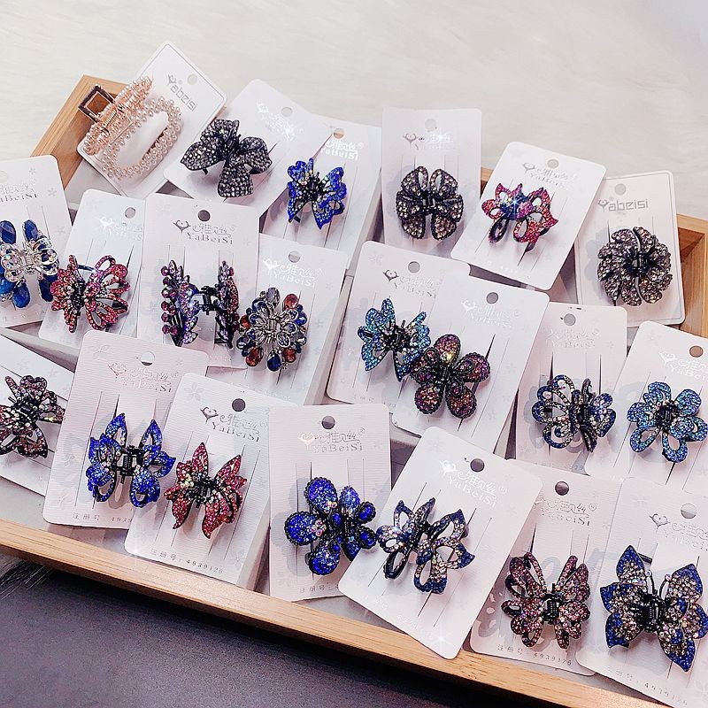 10PCS Crystal Claw Clip Flower Hair Claw Sparkling Rhinestone Hair Accessory