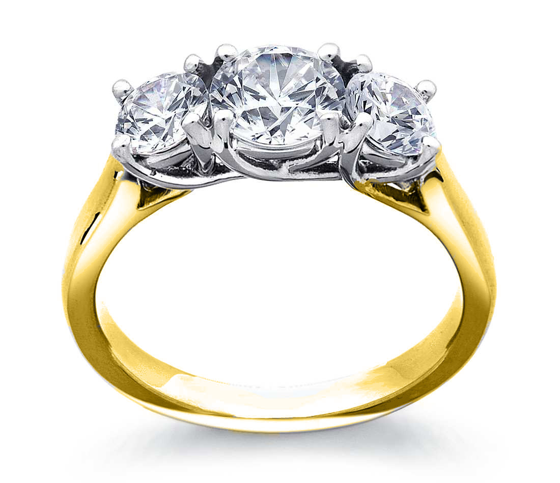2.50CT Forever One Moissanite 3-Stone Trellis Ring Two Tone Gold C&C Certified