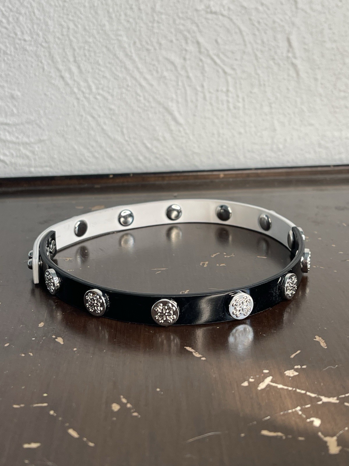 Rustic Cuff Meagan Black/White/Silver Leather Eclipse Double Wrap Bracelet