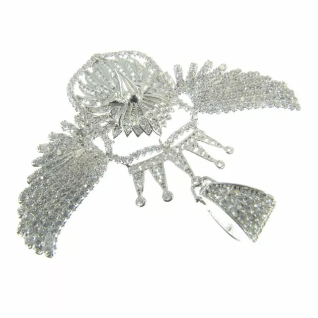 2.60Ct Round Cut Real Moissanite Crown Eagle Pendant 14K White Gold Plated