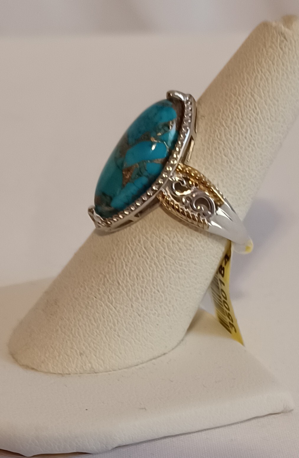 Natural Blue Copper Infused Turquoise Gemstone Women .925 Streling Size 7