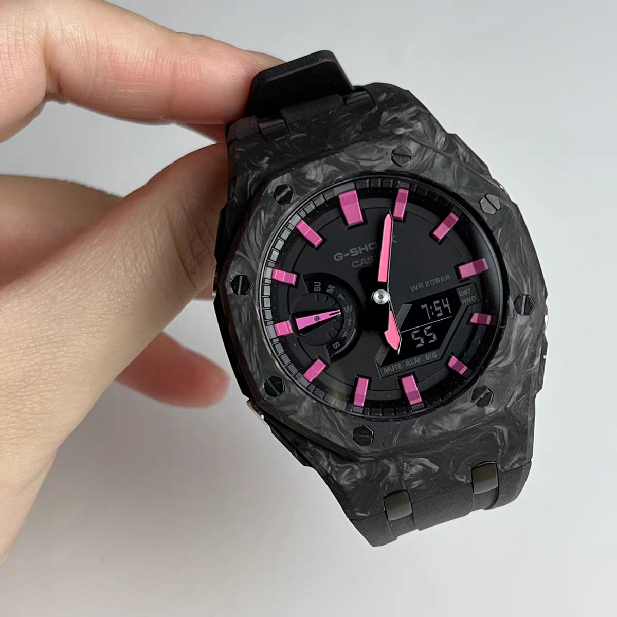 Real Forged Carbon Fiber Mod Kit Case Rubber Band for G-SHOCK GA-2100 2110 Strap