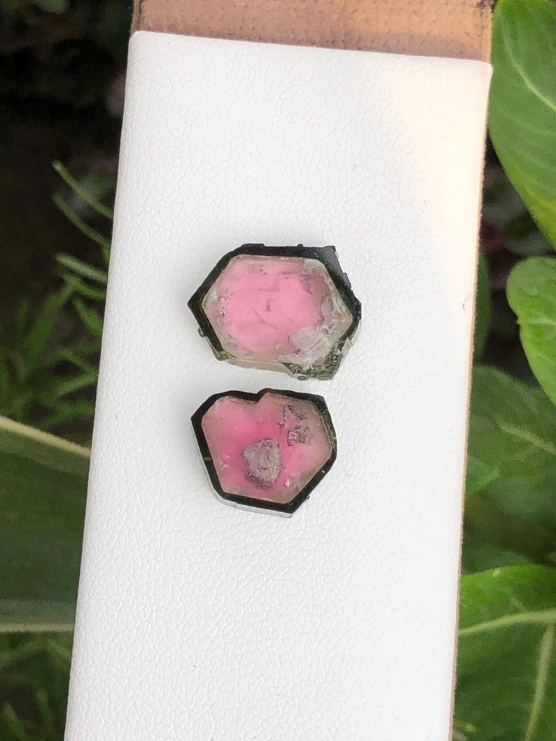 11.70Ct Premium Watermelon Tourmaline Slice Pair 2pc Afghanistan Loose Gem