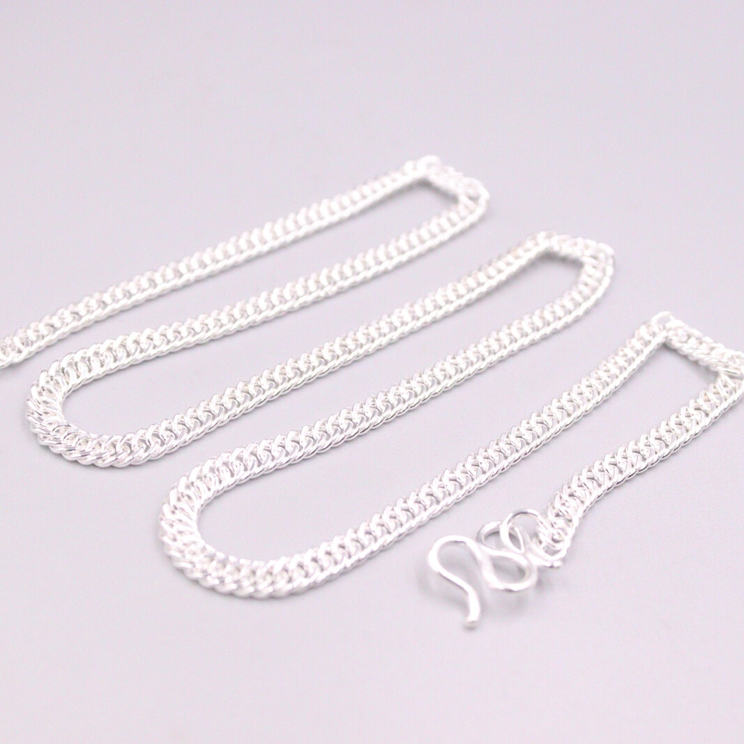 Real 999 Fine Silver Necklace For Men Women 6mm Curb Link Chain 20inch Necklace