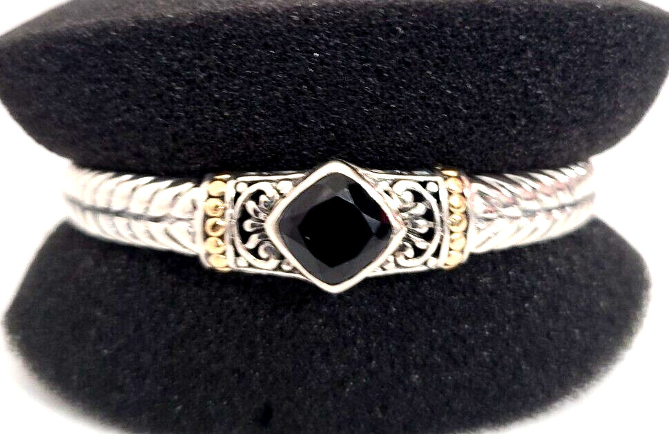 Bali RoManse Sterling Silver 18K Gold Indah Jiwa Cuff Bracelet-Spinel-6.3 in