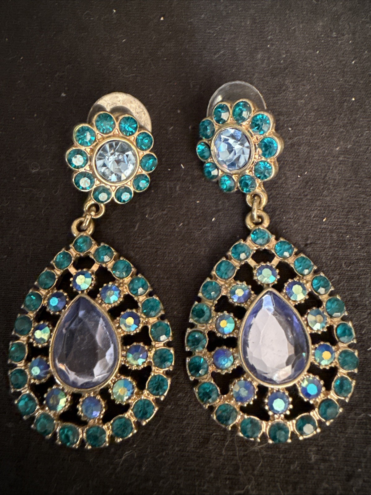 1928 Jewelry Co. Blue Zircon With Blue Sapphire Ab Crystal Large Drop earrings