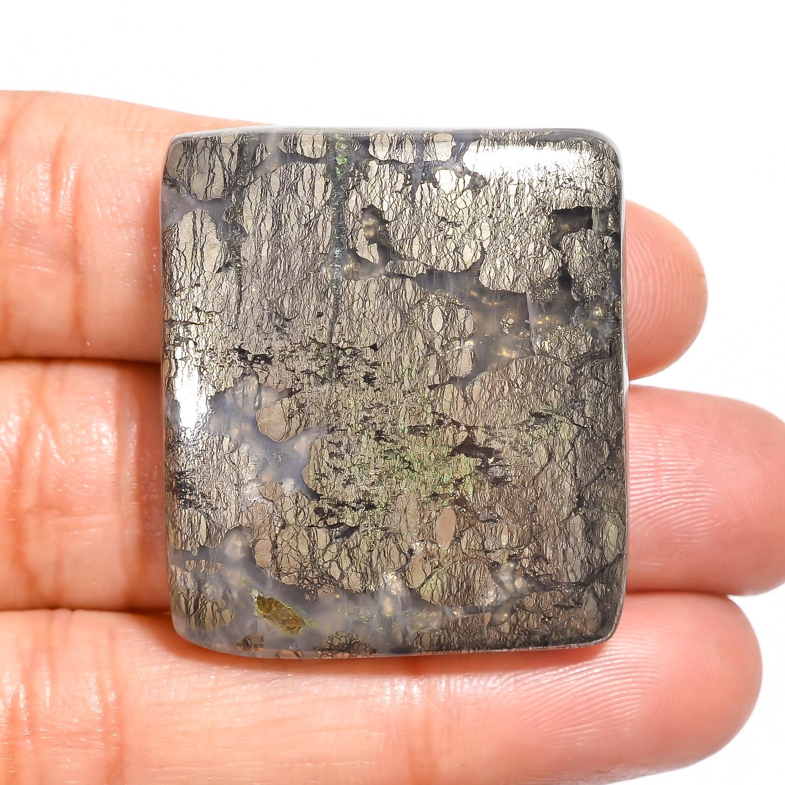 Natural Marcasite Agate Radiant Shape Cabochon Gemstone 89 Ct 33X29X7mm GC-11636