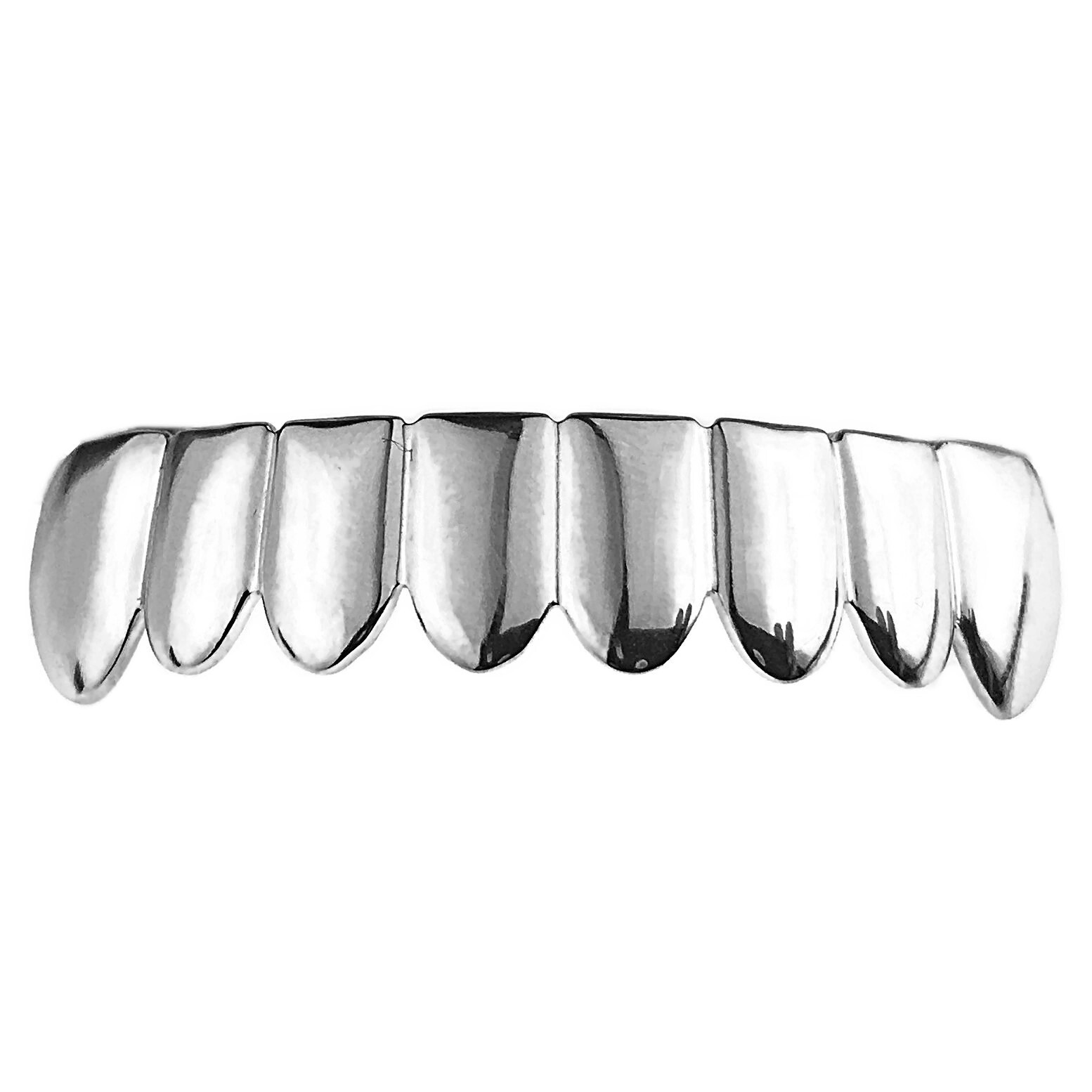 Solid Real 925 Sterling Silver Grillz 8 Bottom Teeth Eight Tooth Plain Grills