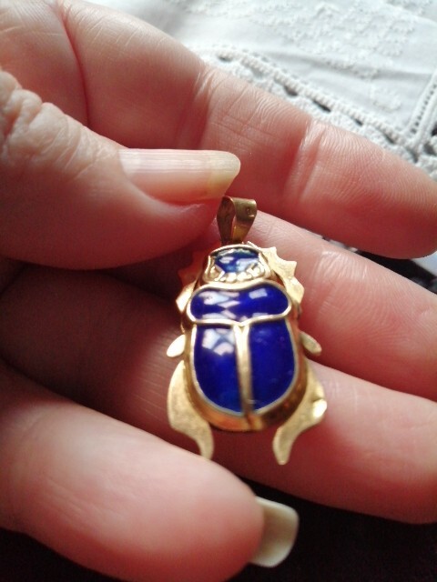 Egyptian Scarab Beetle Pendant Gold 750 18K Gold 5.6 Grams Charm No 585