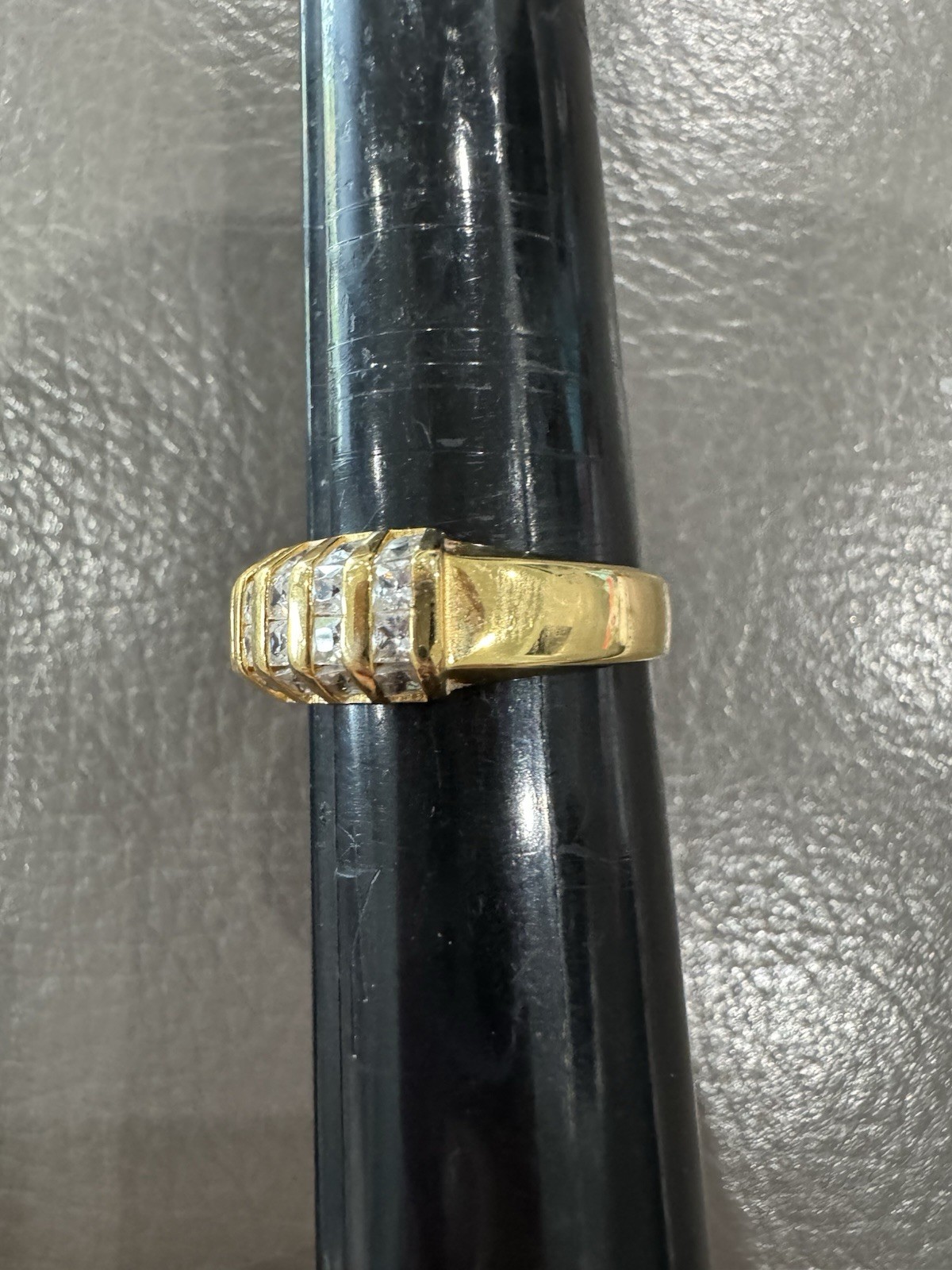 Gold Plated Sterling 925 CZ channel Set PMJ ring band Sz 9 Men’s / Women’s