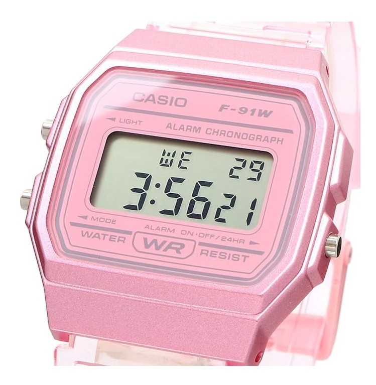 CASIO F-91WS-4JH Classic Digital Watch Pink Skeleton Japan New
