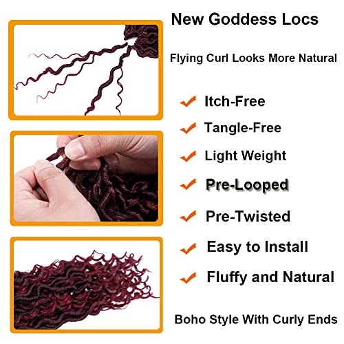 Goddess Locs Crochet Hair Faux Locs Crochet Hair for Black Omber Red Pre