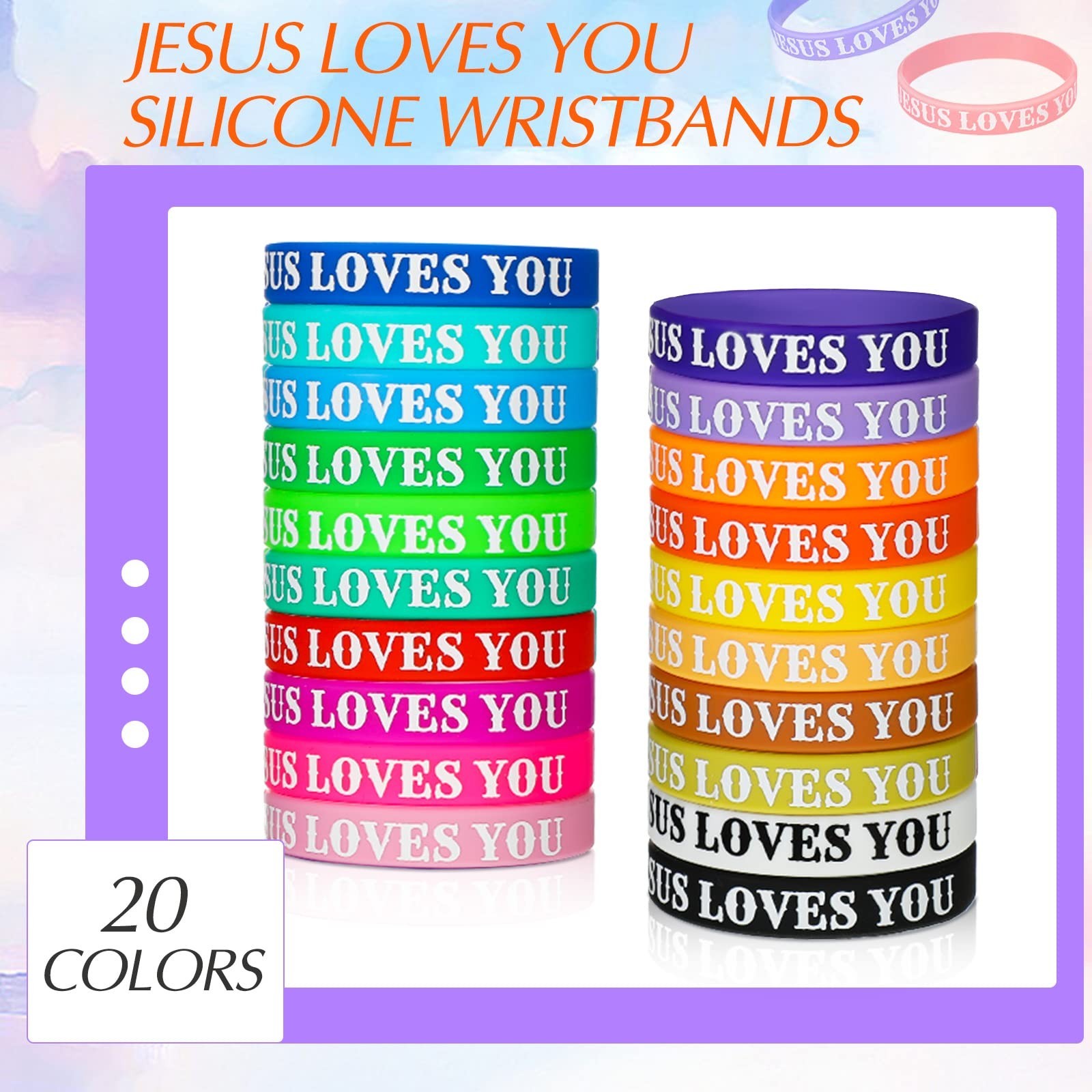 200 Pcs Jesus Loves You Silicone Wristbands – Colorful Bible Verse Bracelets for