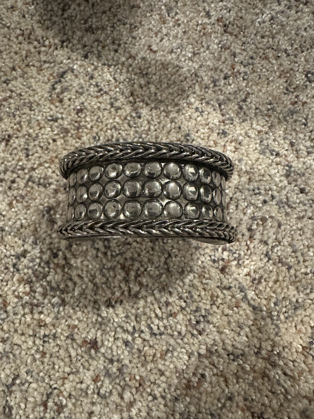 Vintage Silver Chunky Braided Cuff Bracelet With Dots