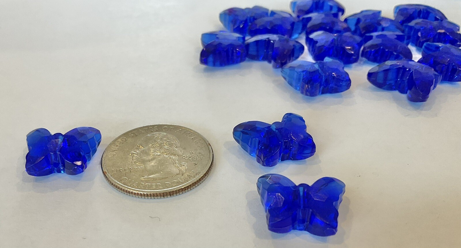 Plexi- Vintage German(1980s) 22MM Butterfly Beads Blue(20 PCs $9.99)