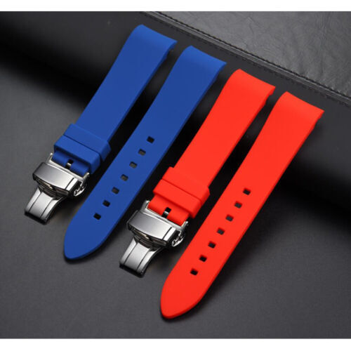 Universal Curved End Silicone Bracelet Waterproof Watch Band Strap 18mm-24mm