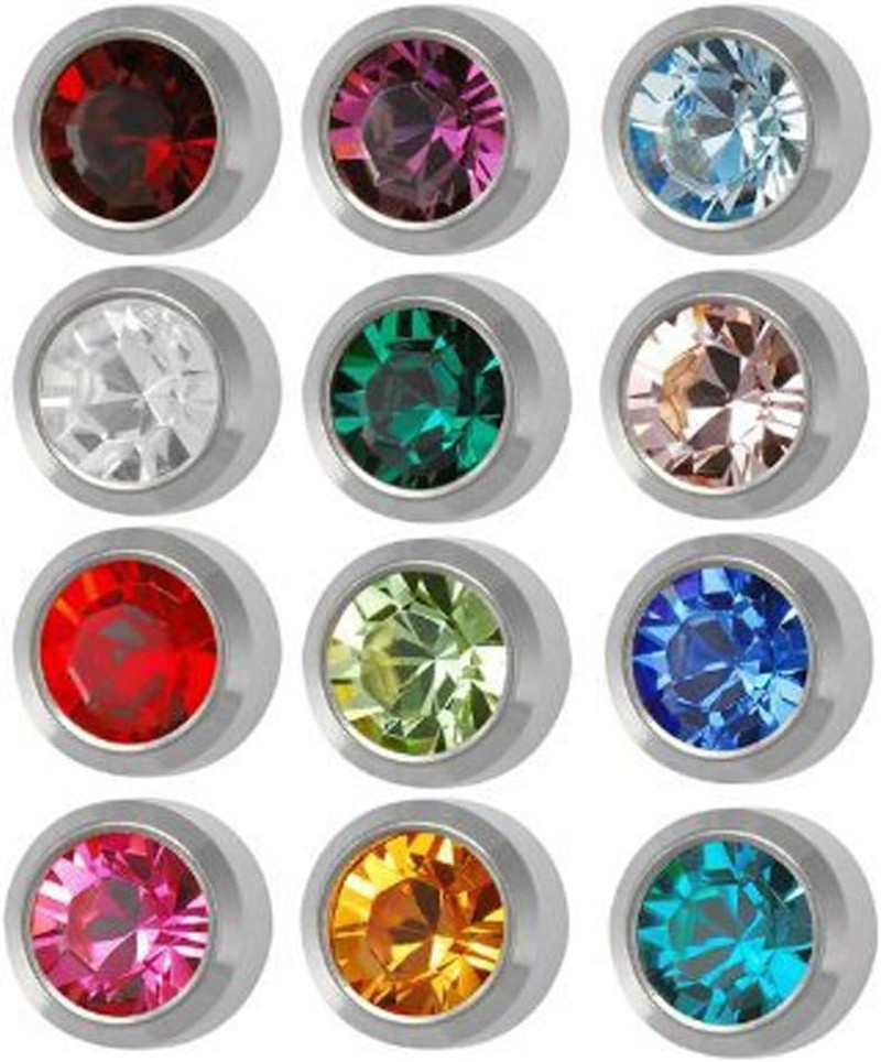 Surgical Steel 4Mm Ear Piercing Earrings Studs 12 Pair Mixed Colors White Metal