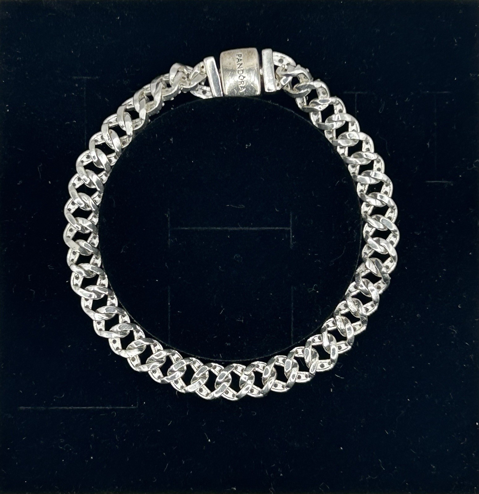 Pandora Timeless Pavé Cuban Chain Bracelet 16cm 6.3” 925 ALE CZ 593008C01