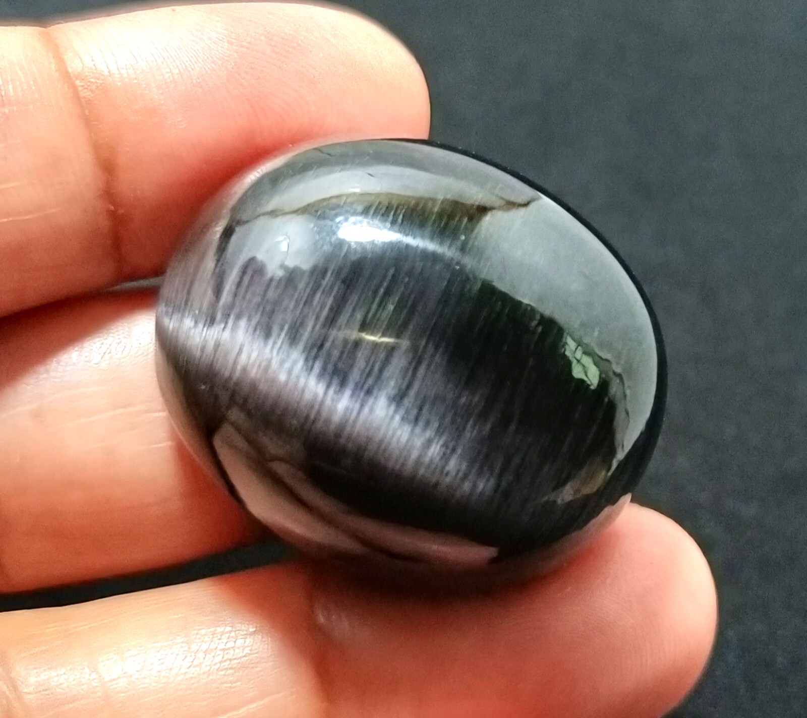 103.50 Ct NATURAL BRAZILIAN Black Cat Eye Oval Cut Loose Certified GEMSTONE