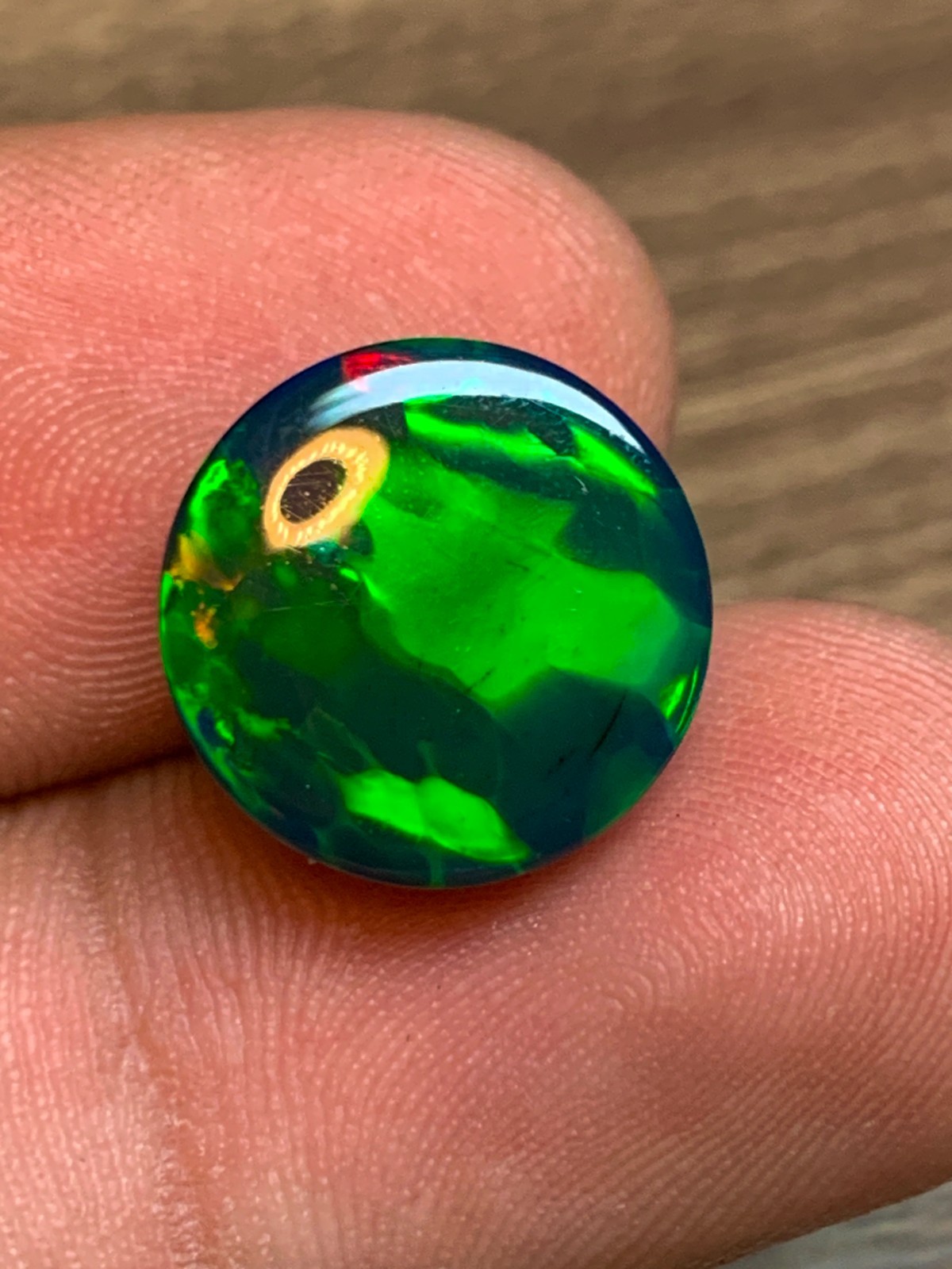 Ethiopian Opal Gemstone 5.15 Carat Round Cabochon Honeycomb Black Welo Loose Gem