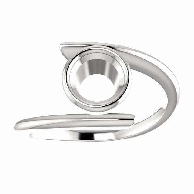 Sterling Silver Round Cut Solitaire Ring Setting – Modern Bypass Style Ring Moun