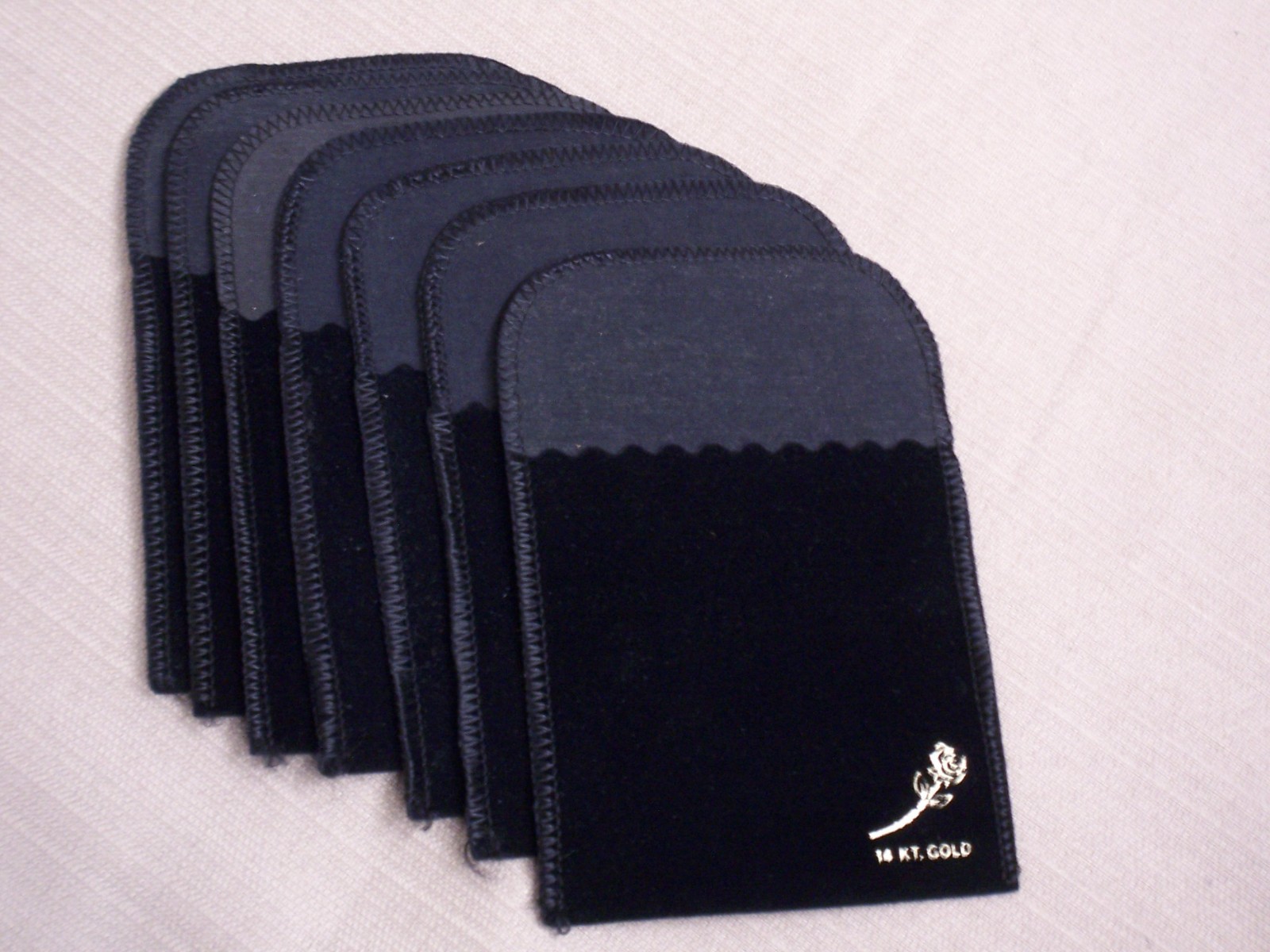 Mini velvet jewelry/compact/gift pouch bags-black-gold rose logo-open top-7 pc