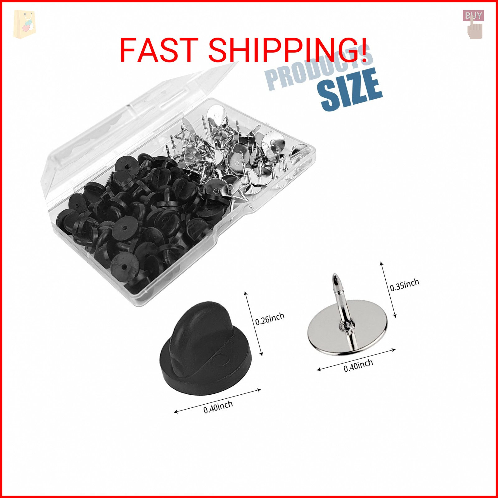 50 Pairs Pin and Backs, Backs Locking Tie Tack, Rubber Pin Backs, Tie Tacks Pins