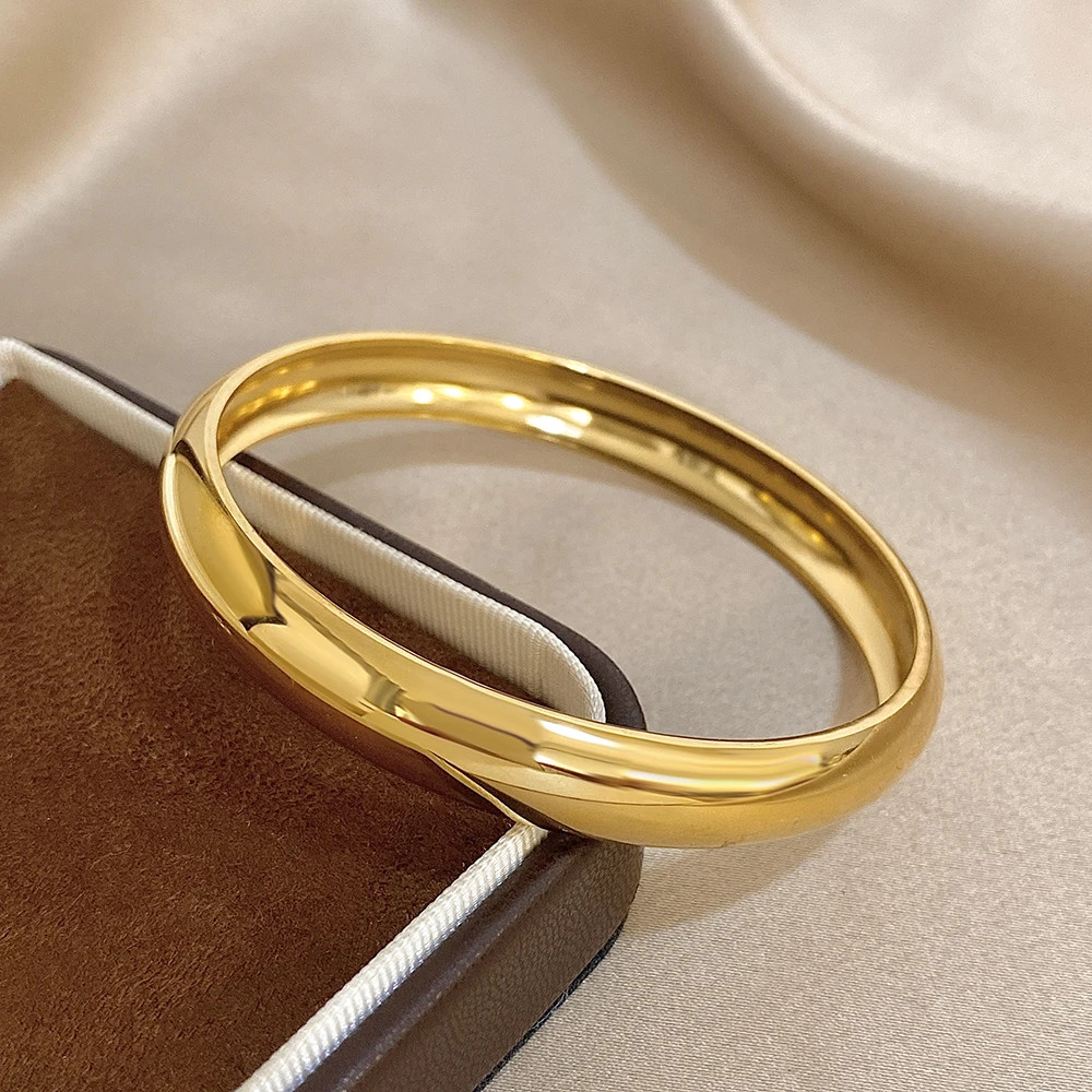 Glossy Gold Plated Stainless Steel Bracelet for Women Men Fashion 10 15 30mm.