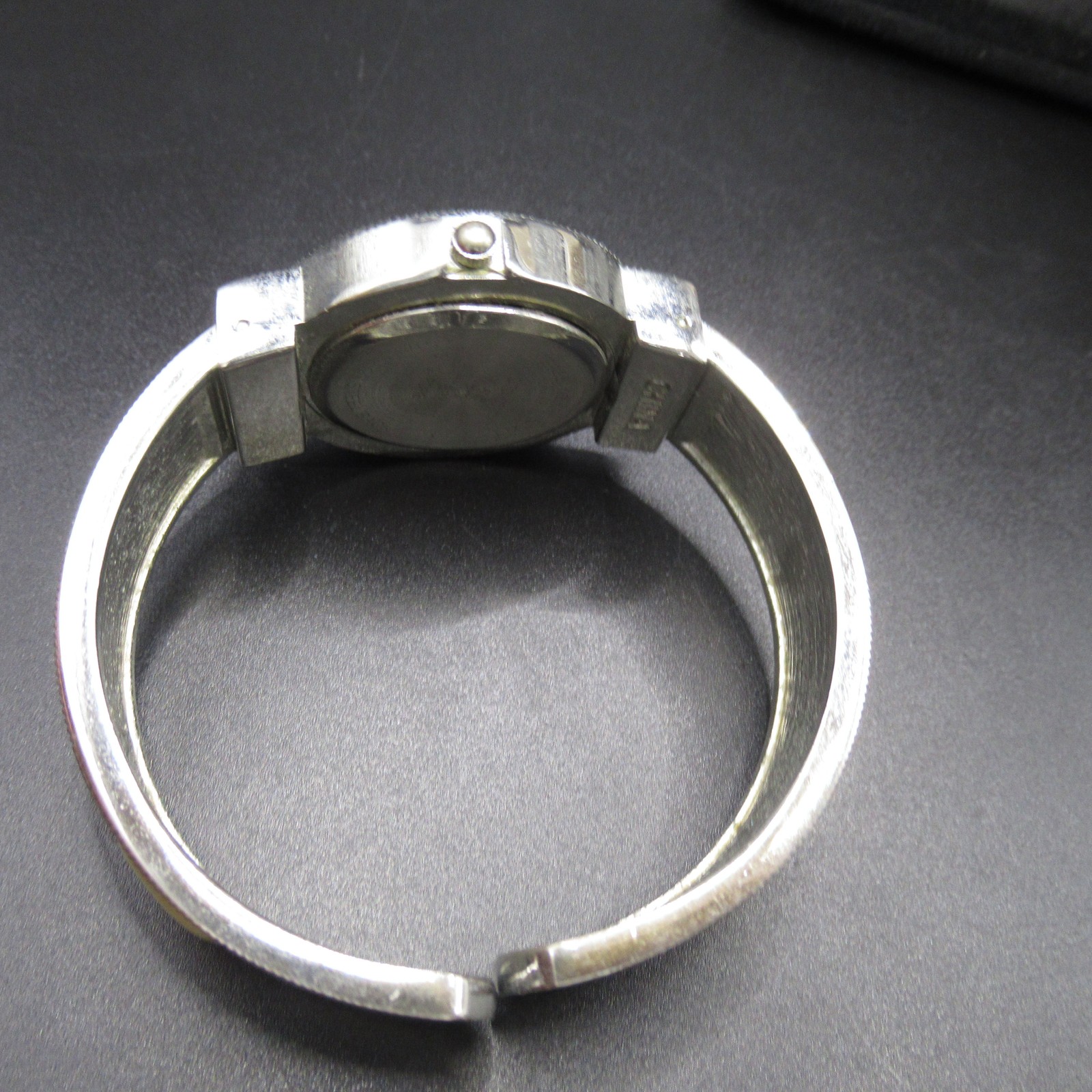Studio Time Women’s Quartz Bangle Cuff Watch Silver Tone Clear Rhinestones