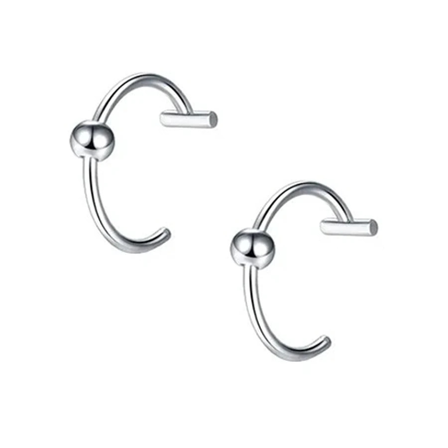 2PCS Trendy 10mm Stainless Steel Punk Clip on Fake Piercing Nose Wrap Lip Rings