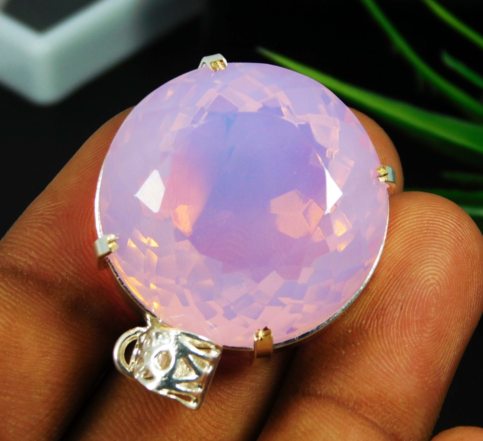 181.45 Ct Natural Blue Pink Fire Opal 925 Solid Silver PENDANT Loose Gemstone
