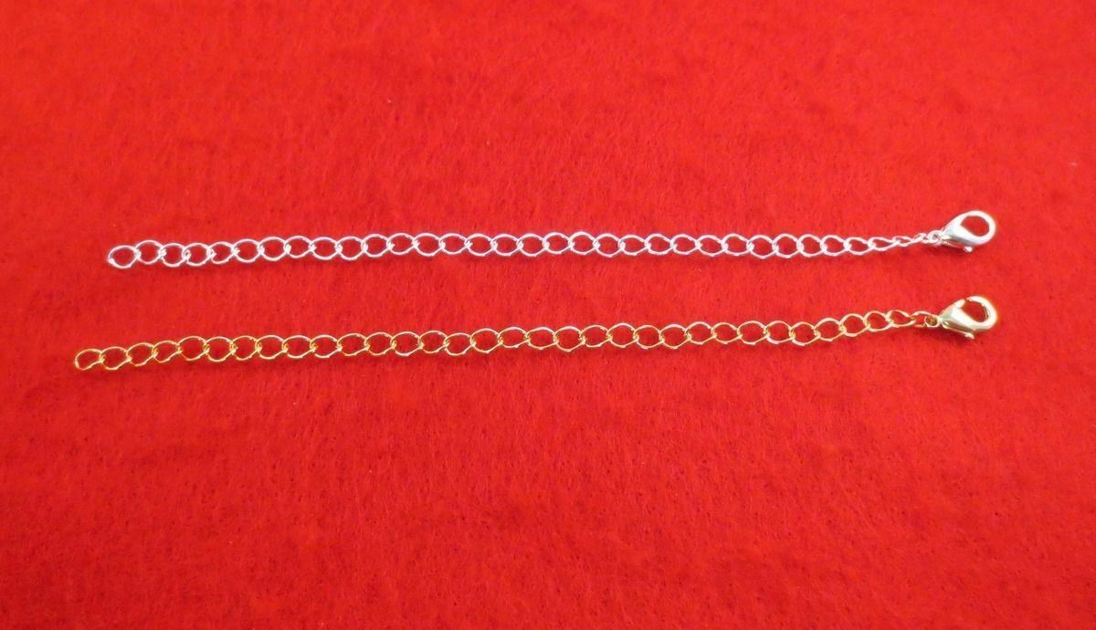 5 INCH 14KT GOLD & SILVER PLATED 4MM NECKLACE EXTENDER W/ LOBSTER CLAW SET