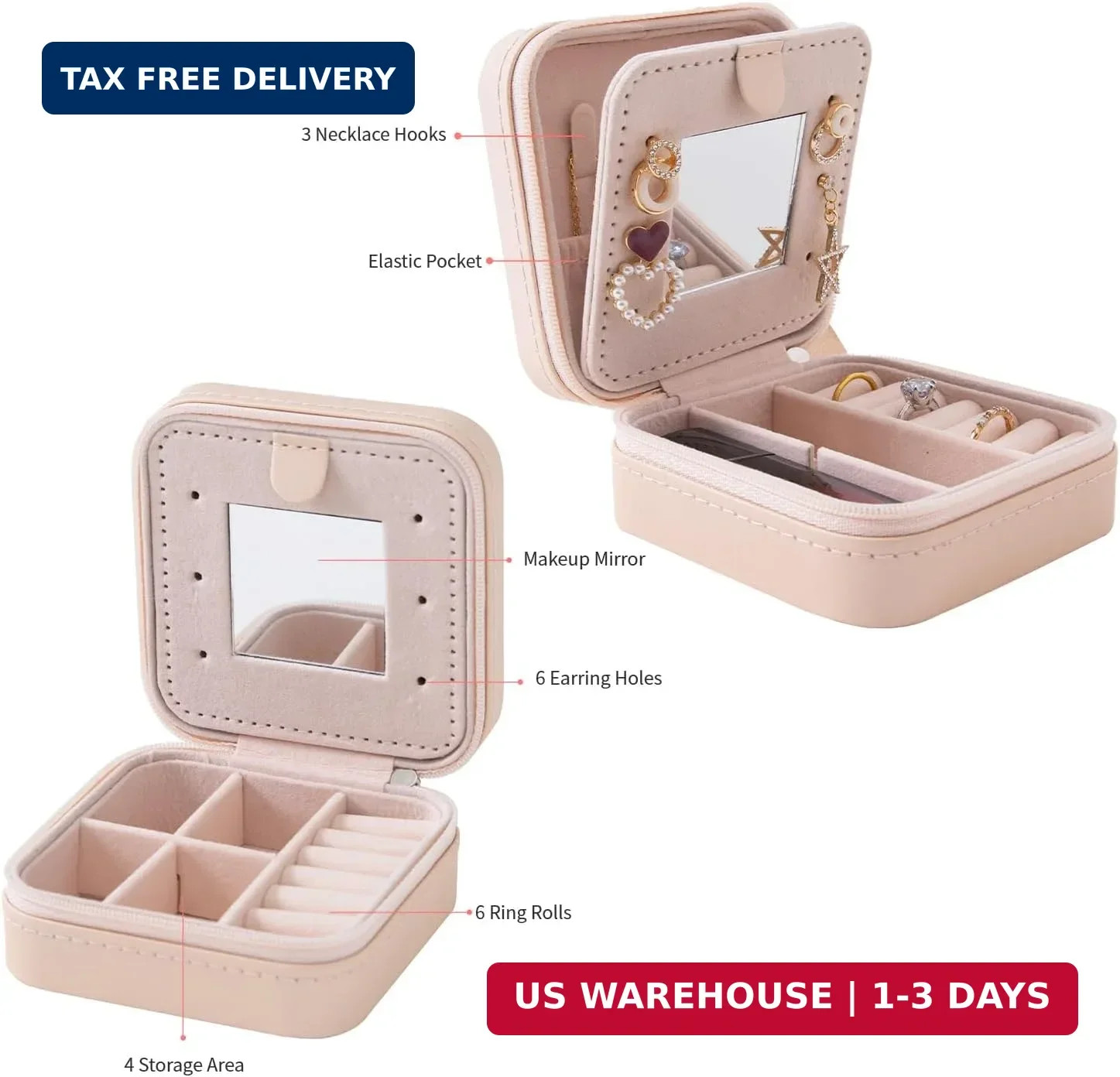 KElofoN Travel jewelry case Travel jewelry box Travel Jewelry Organizer Small bo