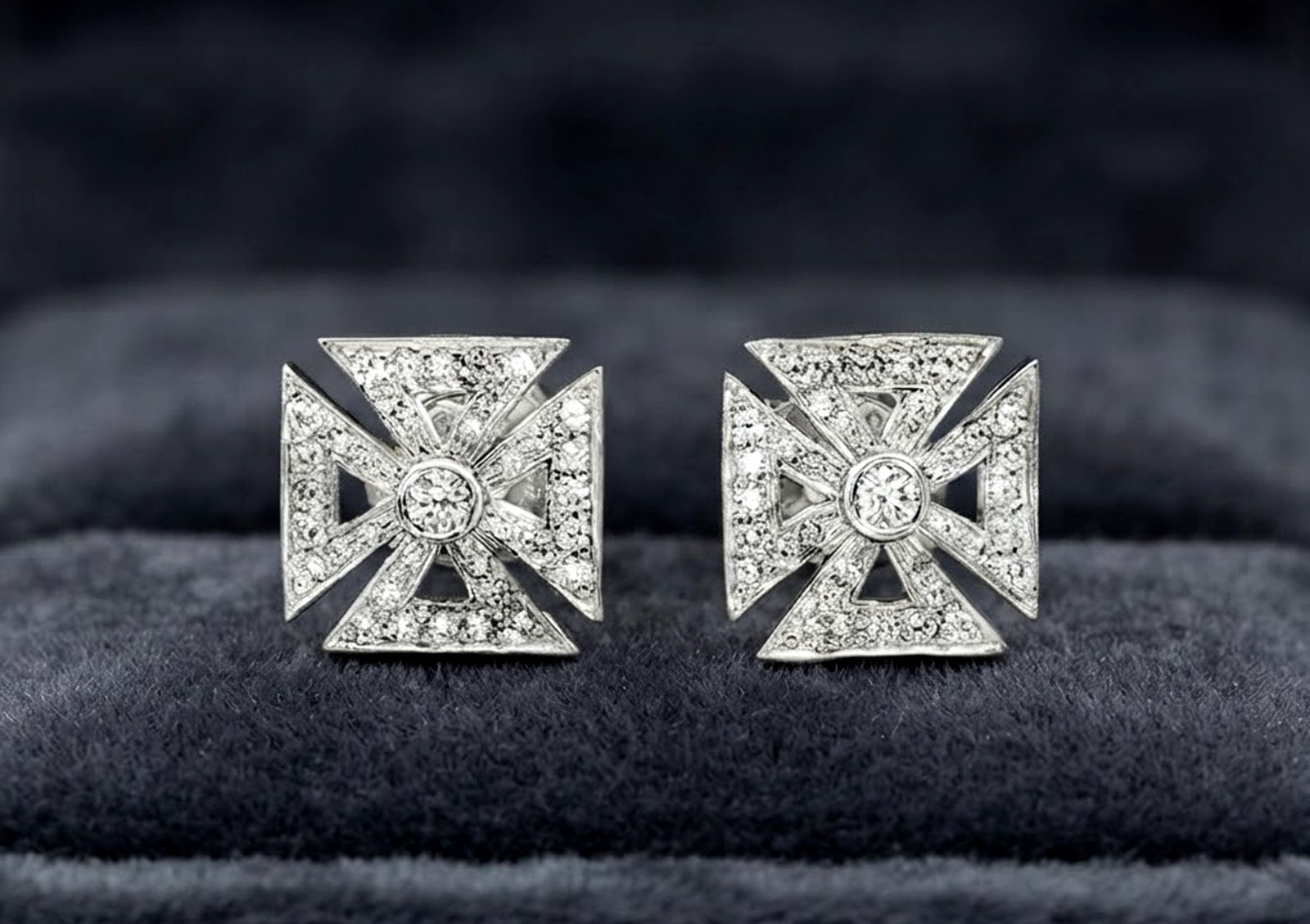 1.06ct Natural Round Diamond 14k BIS Hallmarked Solid White Gold Stud Earrings