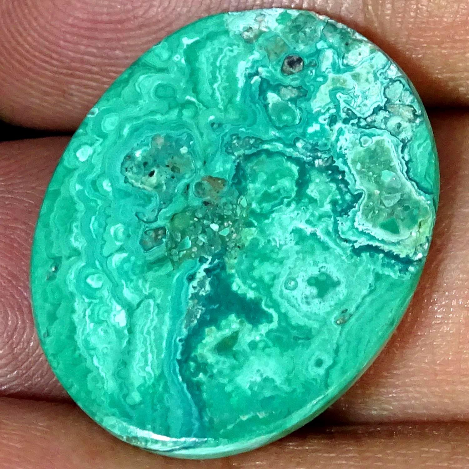 25.60Cts 100% Natural Green Malachite Oval Cabochon Gemstone 21X26X4MM