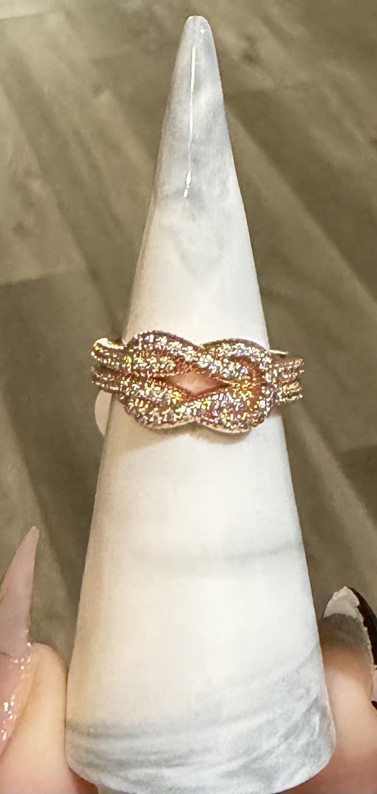 Bomb Party OG Size 7 RG81005 Forget Me Knots Diamond CZ Rose Gold Plating