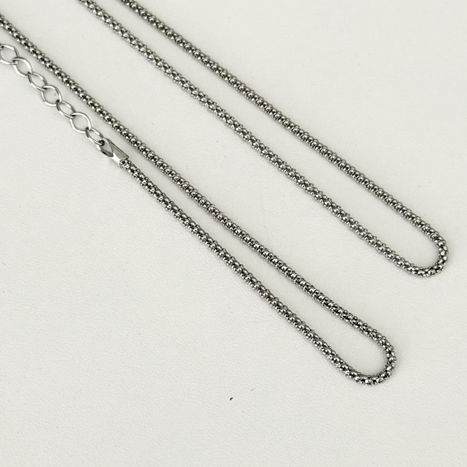 925 Italy Sterling Silver Popcorn Chain Link Necklace Adjustable 20″