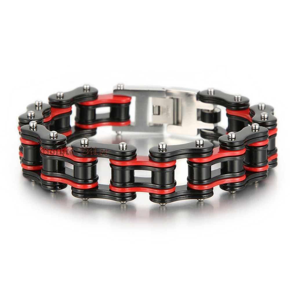 Men Heavy Stainless Steel Motorcycle Bike Chain Link Bracelet Biker Multi-Colors