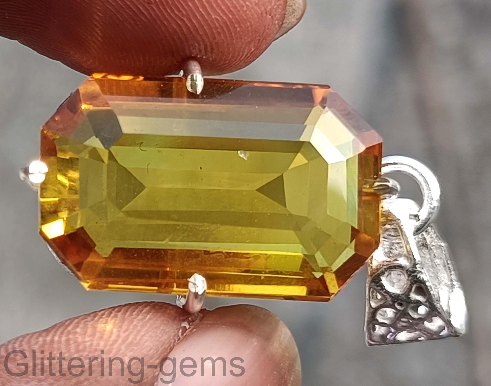 IGL Certified 40.00 Carat Sapphire Emerald Cut 925 Sterling Silver Pendant 5DDL