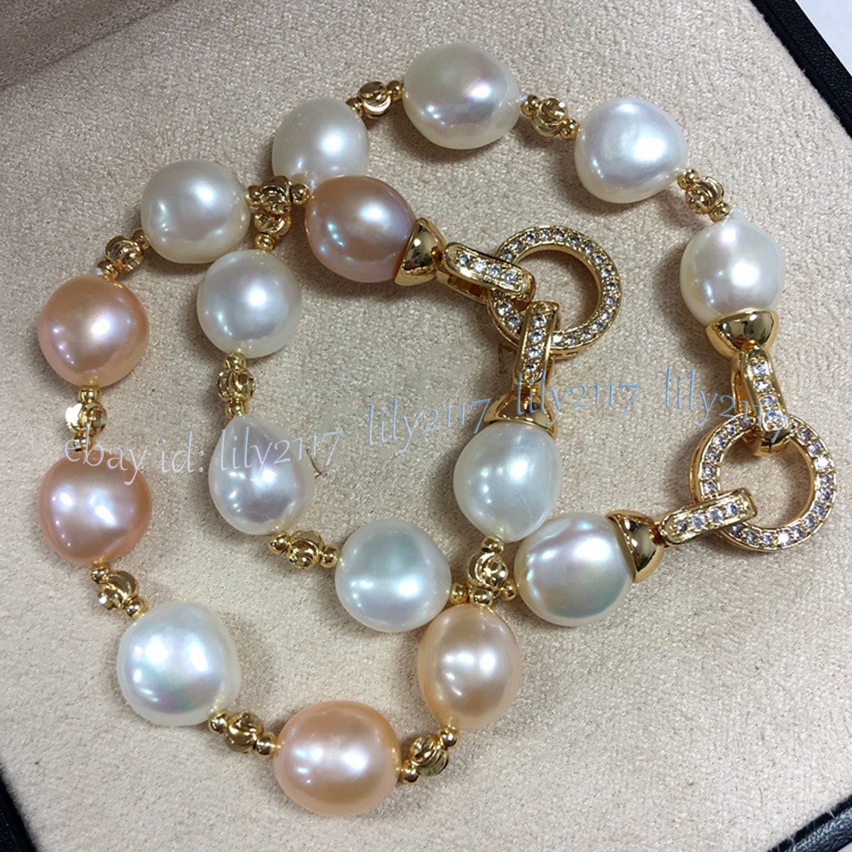 Elegant Natural White Pink Purple Baroque Freshwater Pearl Beads Bracelet 7.5 in